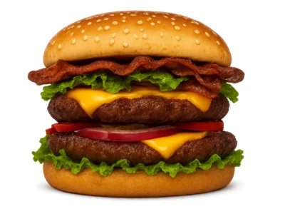 Arby's Burger Menu With Prices & Calories 2026 5 Double Big Cheesy Bacon Burger