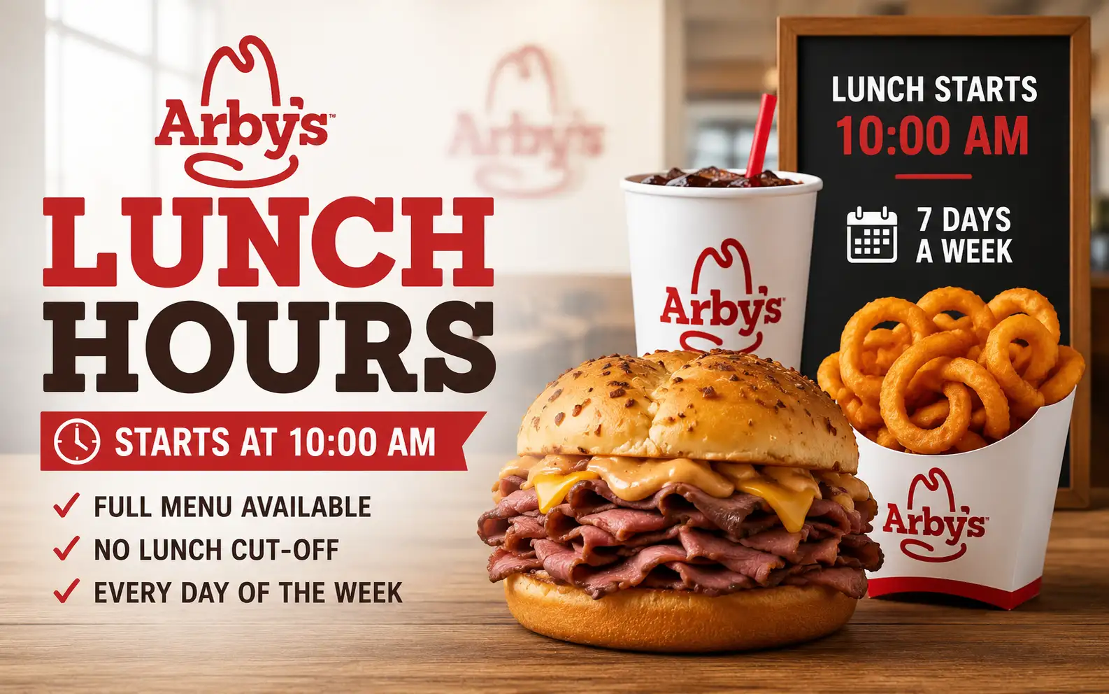 What Time Does Arby’s Serve Lunch? Start Time, Hours & Full Schedule (2026) 1 Arby's lunch hours: What time does arby's serve lunch